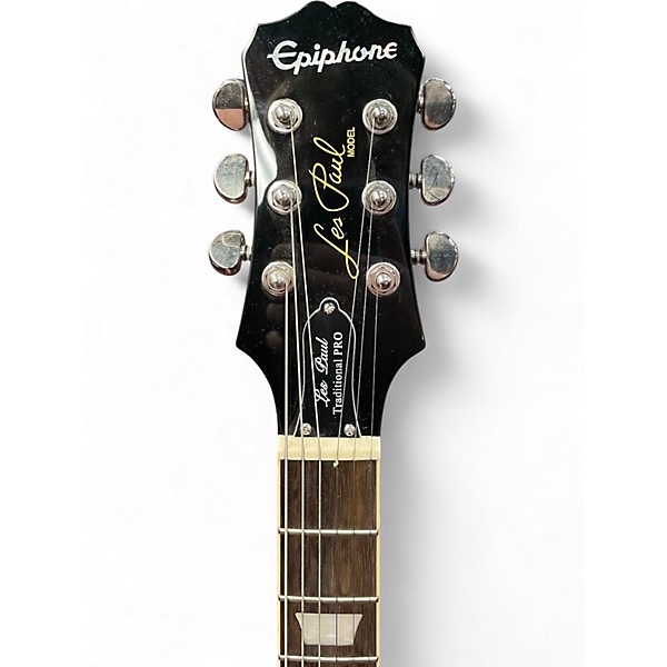 Used Epiphone Les Paul Traditional Pro Black and White Solid Body Electric Guitar