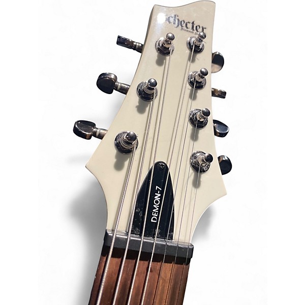 Used Schecter Guitar Research Demon 7 String Vintage White Solid Body Electric Guitar