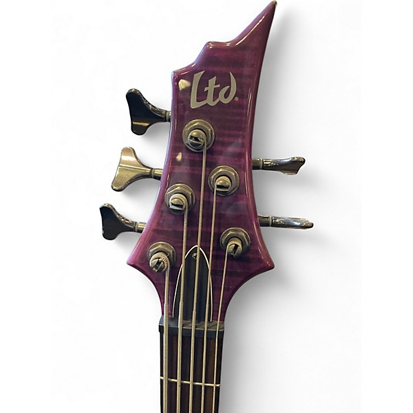 Used ESP LTD F155DX 5 String Purple Electric Bass Guitar