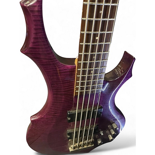 Used ESP LTD F155DX 5 String Purple Electric Bass Guitar
