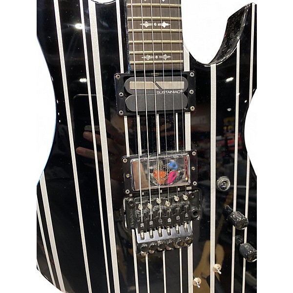 Used Schecter Guitar Research Synyster Gates Signature Custom S Black and Silver Solid Body Electric Guitar