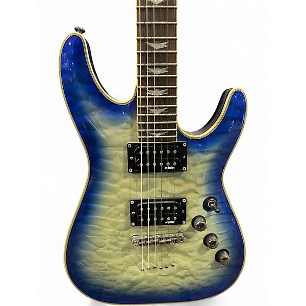 Used Schecter Guitar Research Omen Extreme 6 Ocean Blue Burst Solid Body Electric Guitar