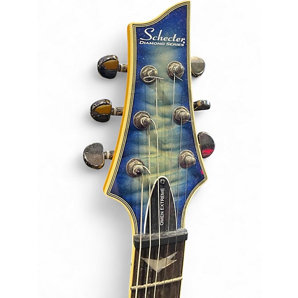 Used Schecter Guitar Research Omen Extreme 6 Ocean Blue Burst Solid Body Electric Guitar