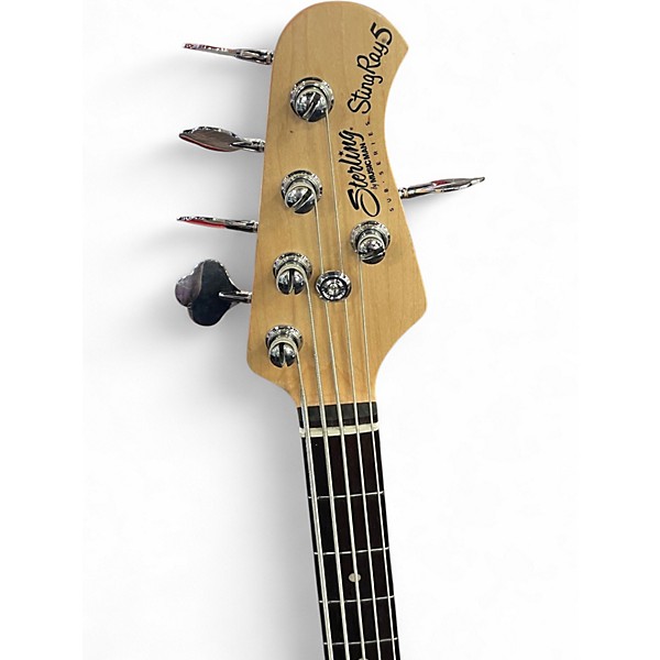 Used Sterling by Music Man Ray5 5 String Black and Red Burst Electric Bass Guitar
