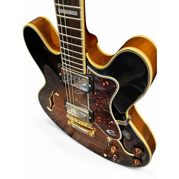 Vintage 1999 Epiphone Sheraton Tobacco Burst Hollow Body Electric Guitar