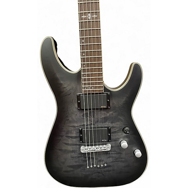 Used Schecter Guitar Research C1 Platinum Trans Black Solid Body Electric Guitar