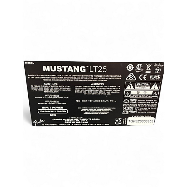 Used Fender Mustang LT25 25W 1x8 Guitar Combo Amp