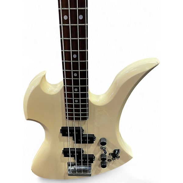 Used B.C. Rich MIJ MOCKINGBIRD BASS White Electric Bass Guitar