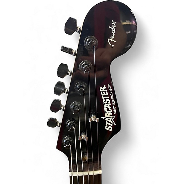 Used Starcaster by Fender Stratocaster black with aluminum pickguard Solid Body Electric Guitar