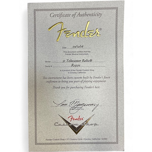 Used Fender 1951 Relic Telecaster Butterscotch Solid Body Electric Guitar