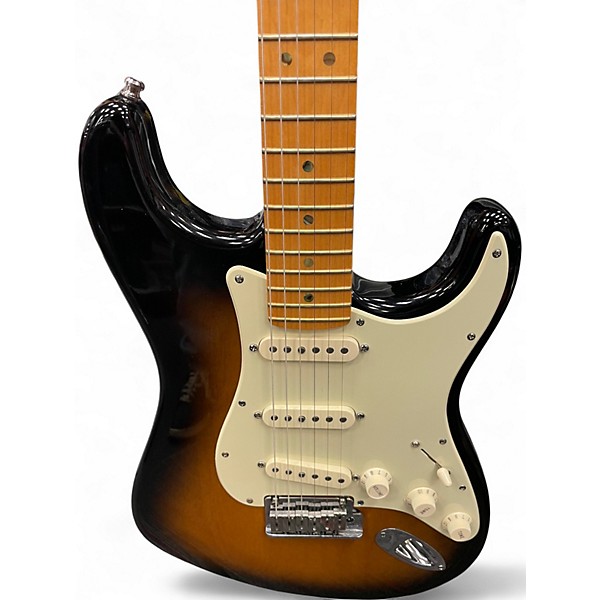 Used Fender American Deluxe Stratocaster V Neck 2 Tone Sunburst Solid Body Electric Guitar