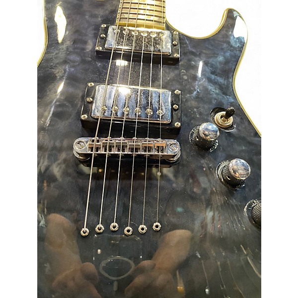 Used Schecter Guitar Research C1 Custom Black Quilt Solid Body Electric Guitar