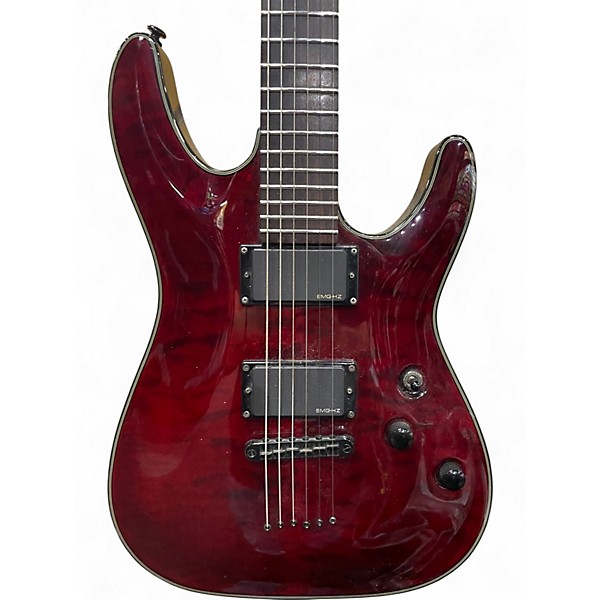 Used Schecter  DIAMOND SERIES DAMIEN SPECIAL Trans Red Solid Body Electric Guitar