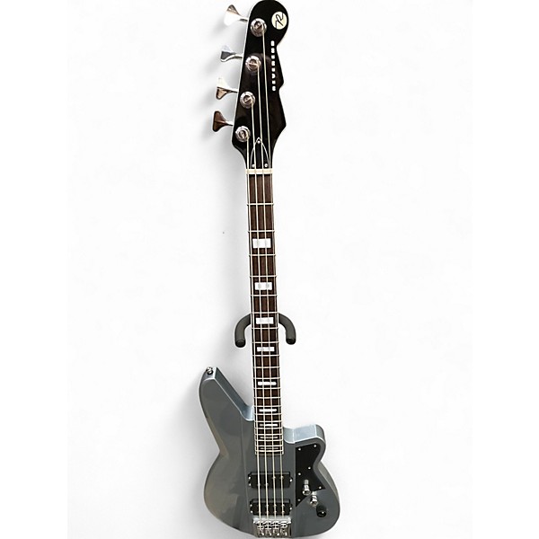 Used Reverend Thunder Gun Metallic silver Electric Bass Guitar