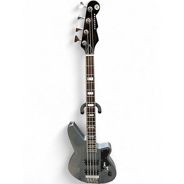 Used Reverend Thunder Gun Metallic silver Electric Bass Guitar