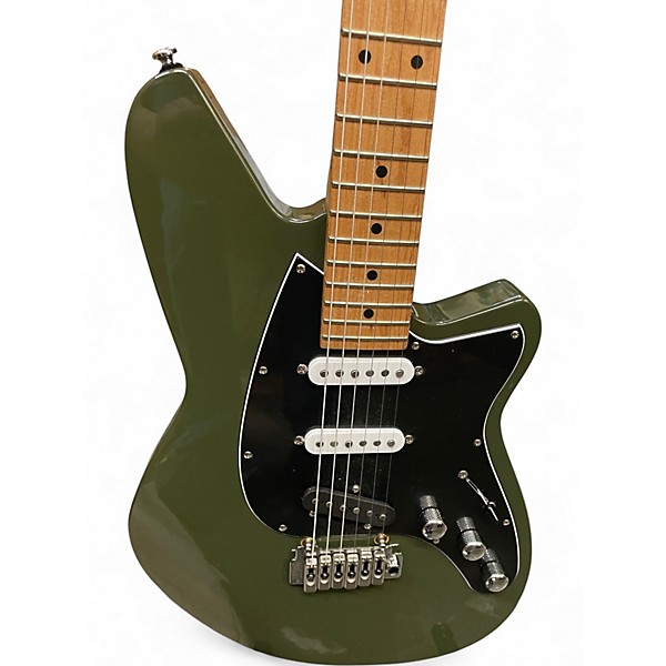 Used Reverend Six Gun TL Army Green Solid Body Electric Guitar