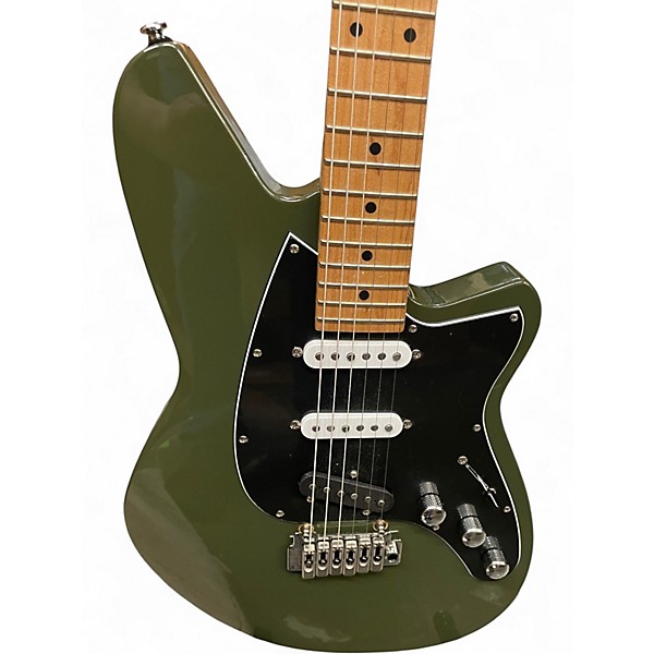 Used Reverend Six Gun TL Army Green Solid Body Electric Guitar