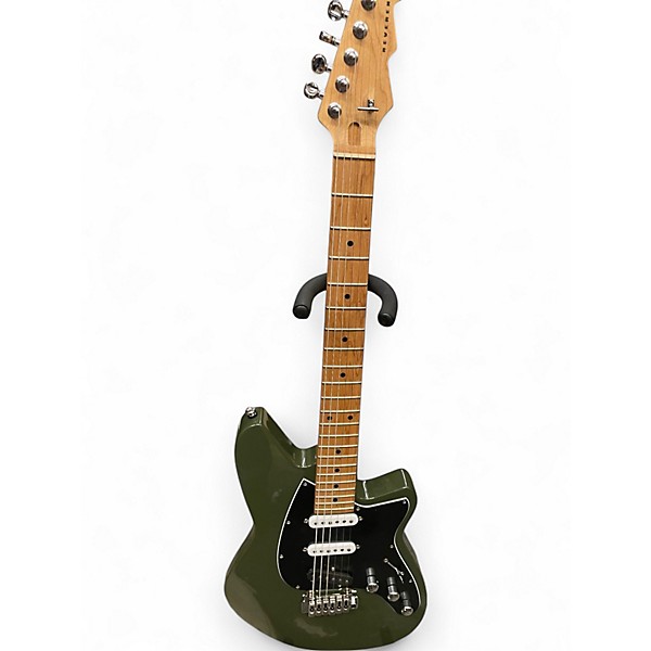 Used Reverend Six Gun TL Army Green Solid Body Electric Guitar