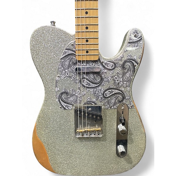 Used Fender Brad Paisley Road Worn Telecaster Silver Sparkle Solid Body Electric Guitar