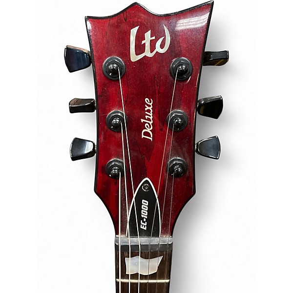 Used ESP LTD EC1000 splatted maple trans red Solid Body Electric Guitar