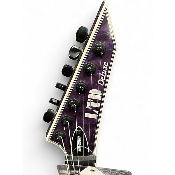 Used ESP LTD MH1000 Deluxe Trans Purple Solid Body Electric Guitar