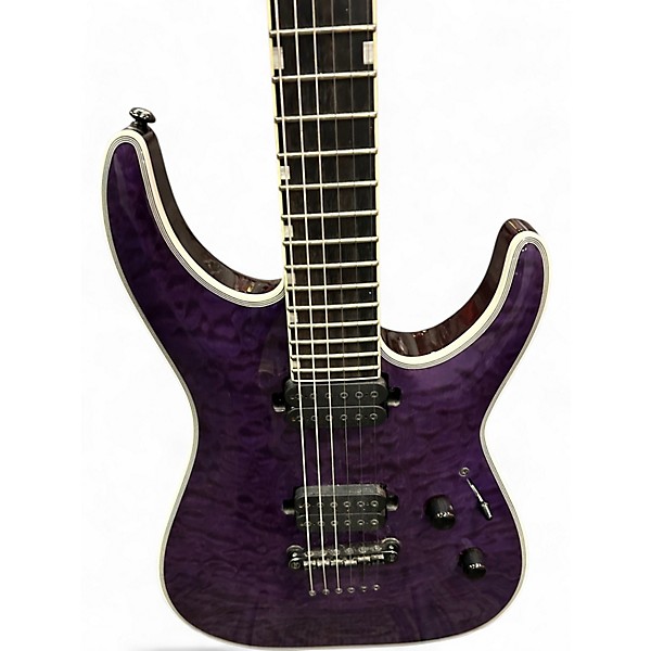 Used ESP LTD MH1000 Deluxe Trans Purple Solid Body Electric Guitar