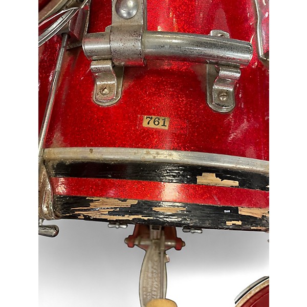 Used 1966 Ludwig 4 Piece Club Date Red Sparkle Drum Kit