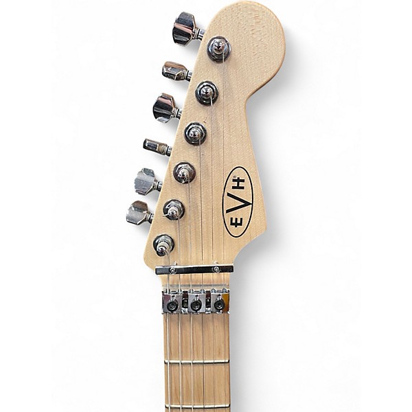 Used EVH Striped Series WHITE WITH BLACK STRIPES Solid Body Electric Guitar