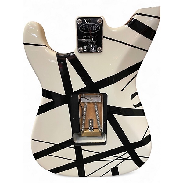 Used EVH Striped Series WHITE WITH BLACK STRIPES Solid Body Electric Guitar
