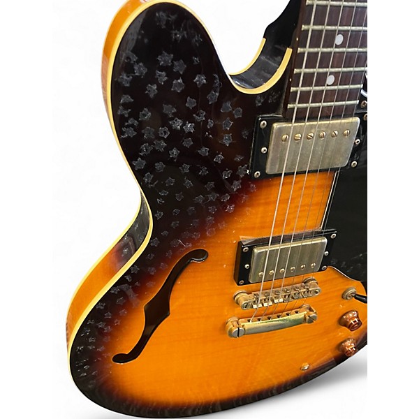 Used Epiphone Dot Deluxe Flametop  2 Tone Sunburst Hollow Body Electric Guitar