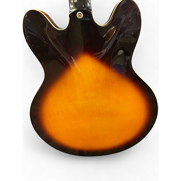 Used Epiphone Dot Deluxe Flametop  2 Tone Sunburst Hollow Body Electric Guitar