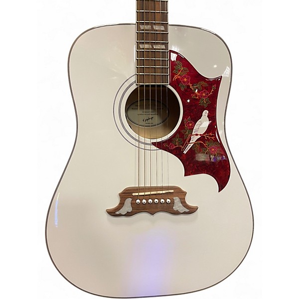 Used 2025 Epiphone Dove Pro Antique White Acoustic Electric Guitar