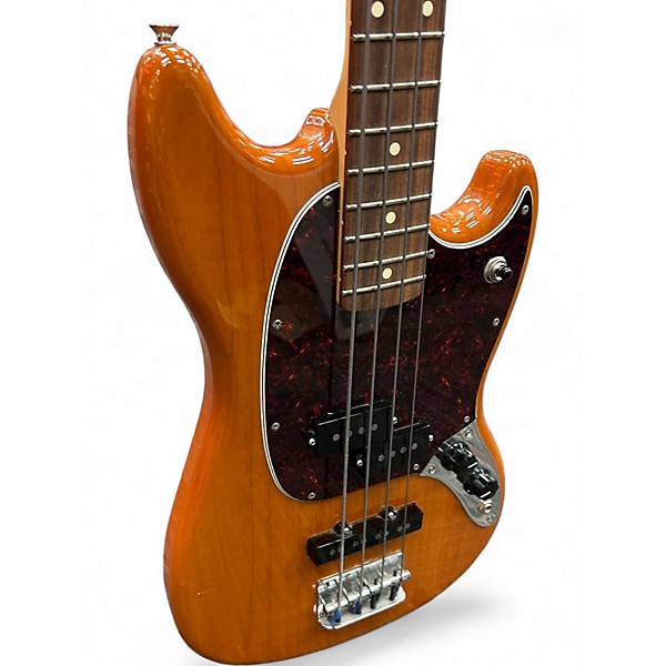 Used Fender PLAYER MUSTANG PJ BASS Amber Electric Bass Guitar