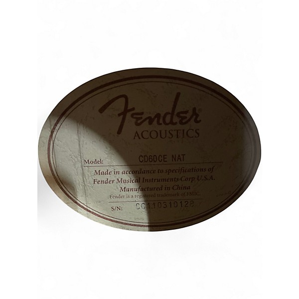 Used Fender CD60CE Dreadnought Natural Acoustic Electric Guitar