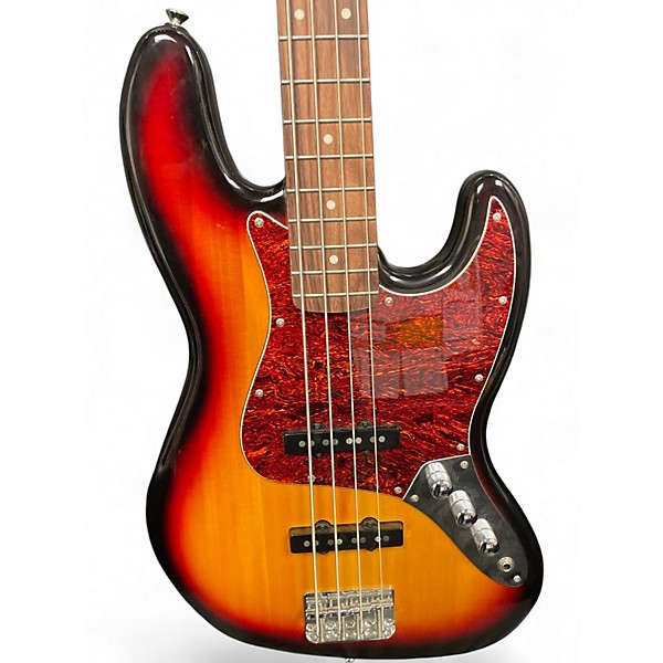 Used Squier Contemporary Jazz Bass 3 Tone Sunburst Electric Bass Guitar