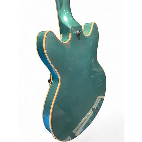 Used D'Angelico DAPMINIDCOTCSCB Blue Hollow Body Electric Guitar