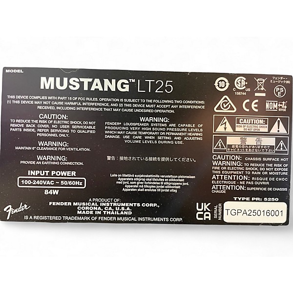 Used Fender Mustang LT25 25W 1x8 Guitar Combo Amp