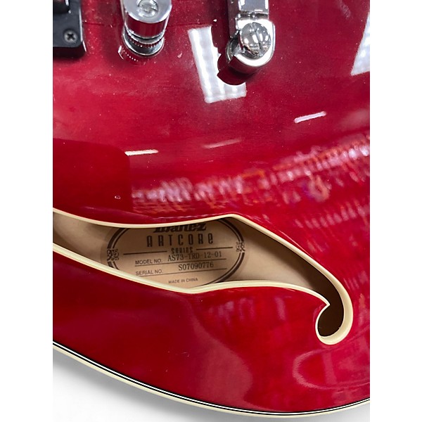 Used Ibanez AS73 Artcore Trans Red Hollow Body Electric Guitar