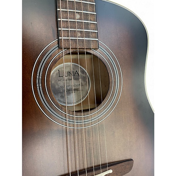 Used Luna Art Vintage Distressed Vintage Brown Burst Acoustic Guitar