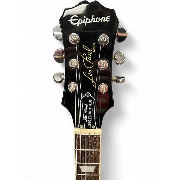 Used Epiphone Les Paul 1960 Tribute Plus Trans Black Solid Body Electric Guitar