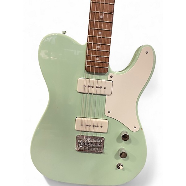 Used Squier Paranormal Baritone Cabronita Telecaster Seafoam Green Solid Body Electric Guitar