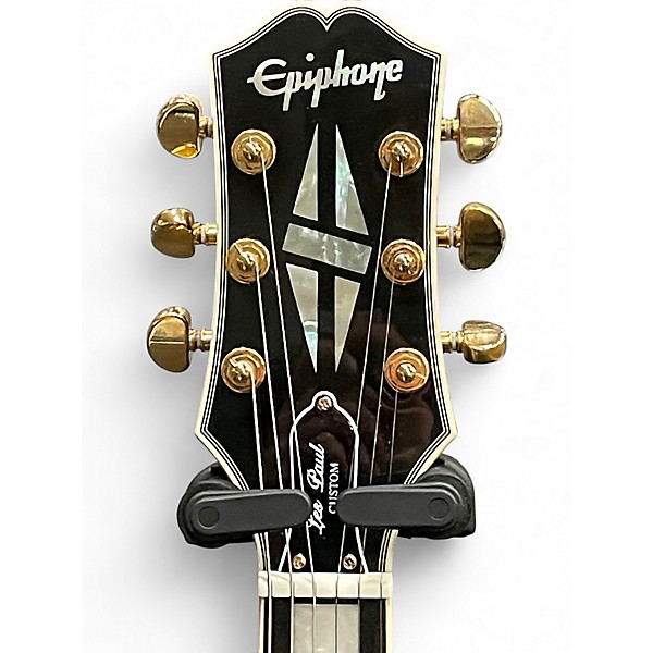 Used 2021 Epiphone Les Paul Custom Black Solid Body Electric Guitar