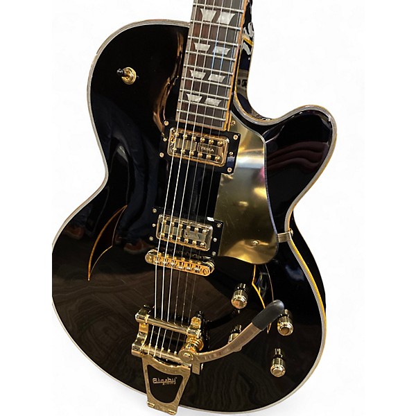 Used Schecter Guitar Research Coupe Black and Gold Solid Body Electric Guitar