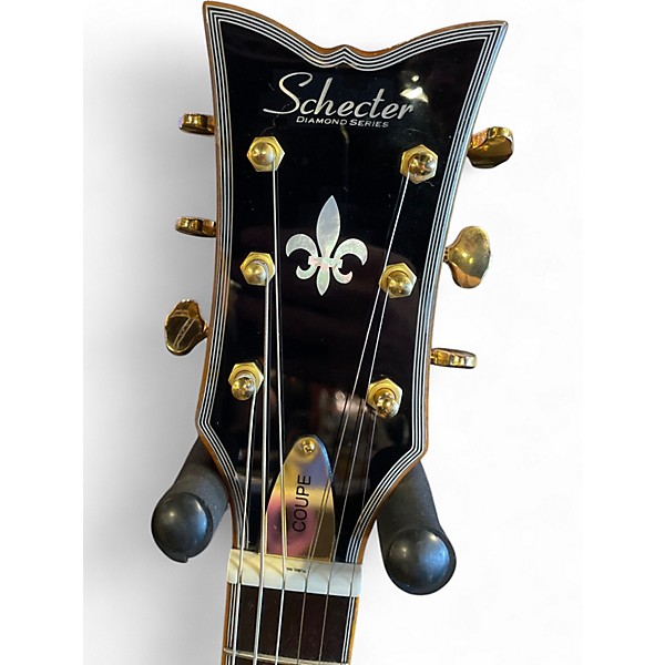 Used Schecter Guitar Research Coupe Black and Gold Solid Body Electric Guitar