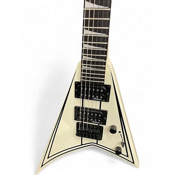 Used Jackson JS Series RR Minion JS1X White with Black Pinstripes Solid Body Electric Guitar