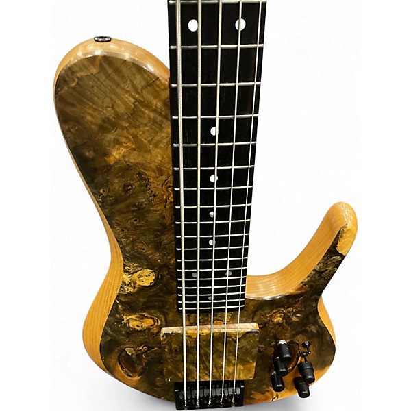 Used Prat Custom 5 String  Brown Electric Bass Guitar