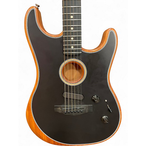 Used Fender American Acoustasonic Stratocaster Black Acoustic Electric Guitar