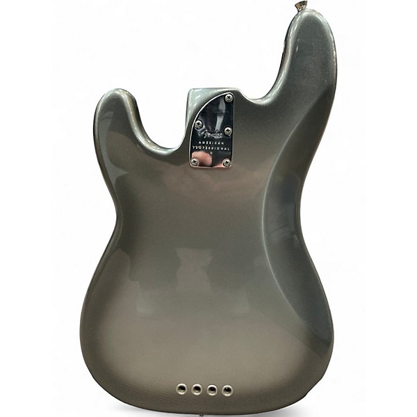 Used Fender American Professional II Precision Bass Metallic Silver Electric Bass Guitar