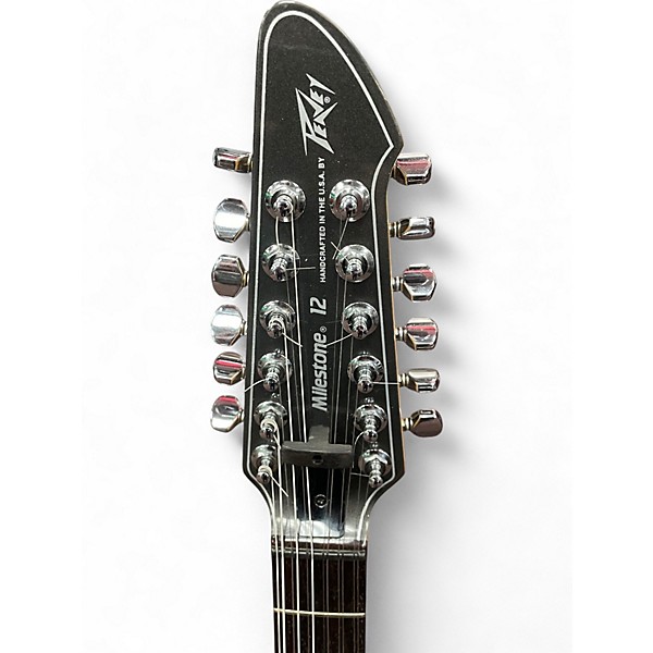 Vintage 1980s Peavey milestone 12 Silver Solid Body Electric Guitar