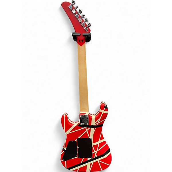 Used EVH Striped Series 5150 Red with Black and White Stripes Solid Body Electric Guitar